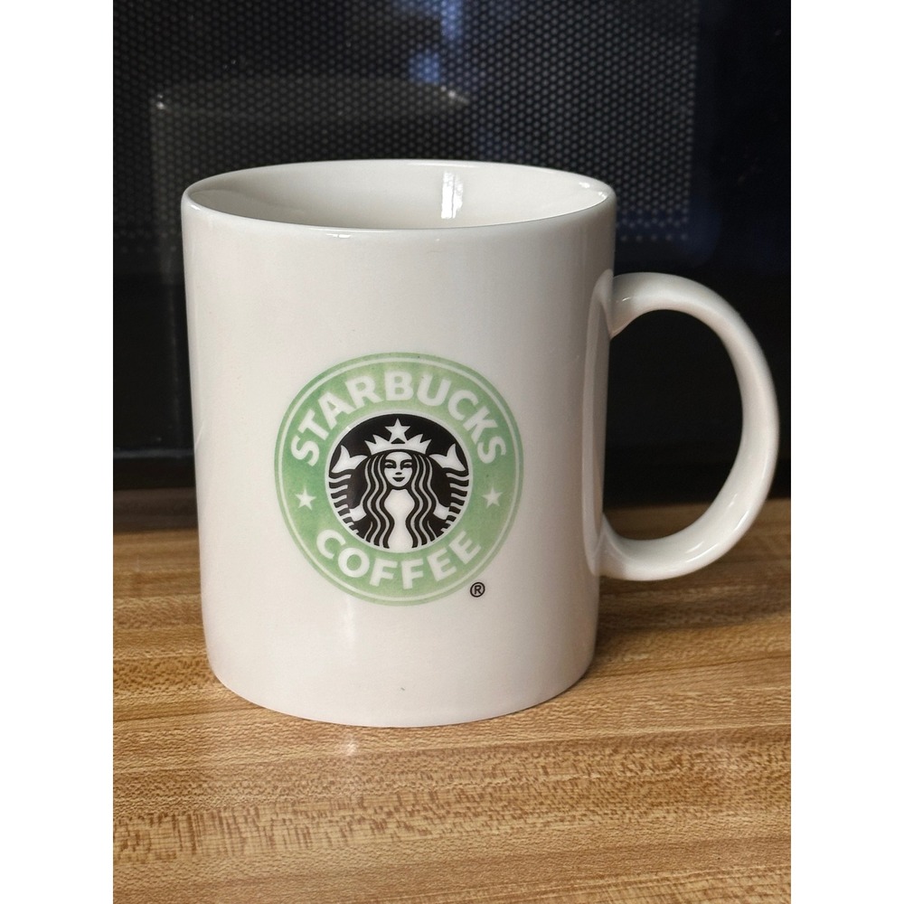 Starbucks Coffee Company White Ceramic Mug Set of 2 Green Siren Logo Classic